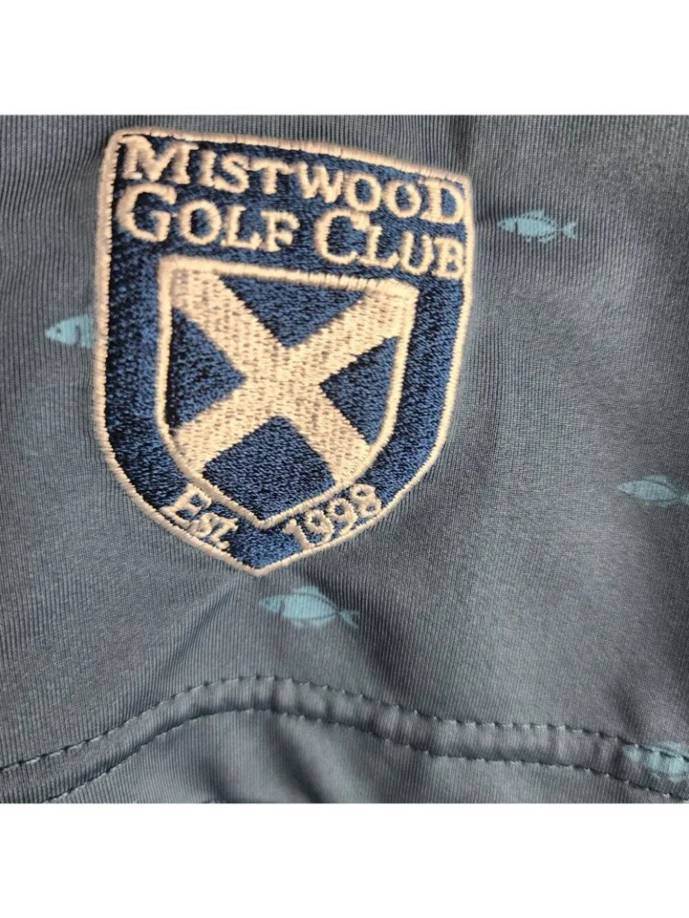 FootJoy Shirt Mens XL Blue Novelty Fish Stripe S/S Golf Polo Arm Logo